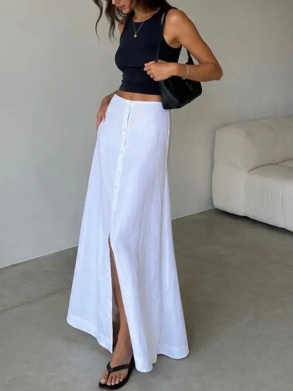Reformation Andi Linen Maxi Skirt - White Causal French Classic Quiet Lux - Picture 1 of 7